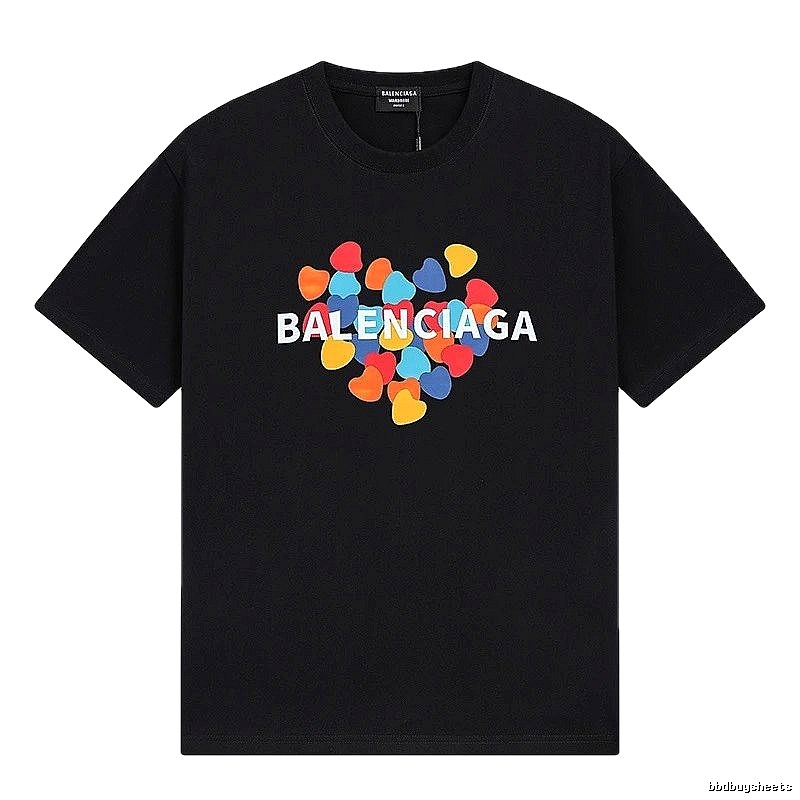 Balenciaga black T-shirt with a heart print.
