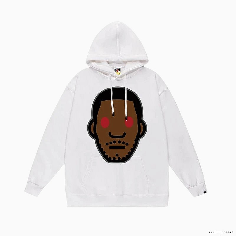 Bape cartoon-style white hoodie