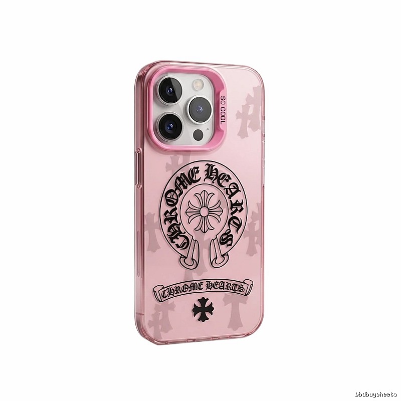 Chrome Hearts dark style pink iPhone case