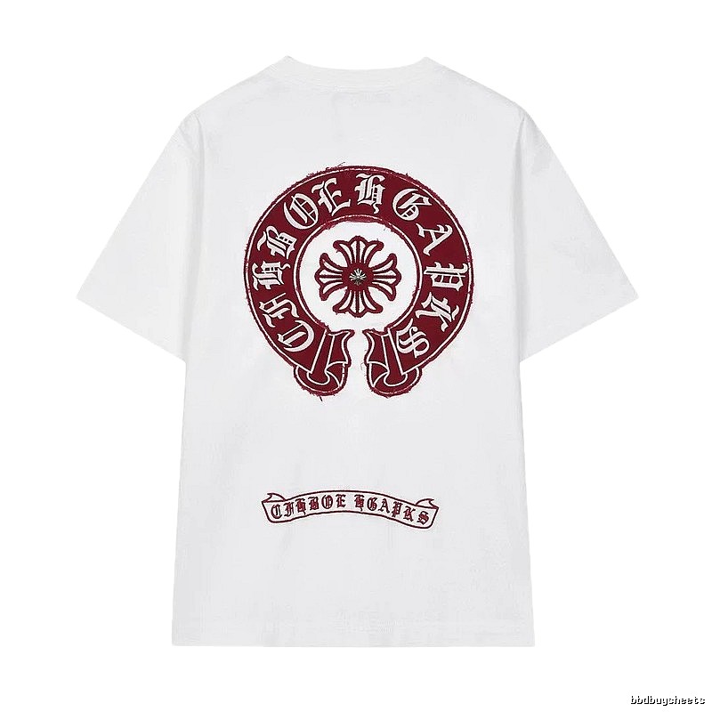 Chrome Hearts Vintage Style White T-shirt with Horseshoe Embroidery