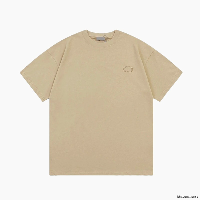 Dior Embroidered Minimalist Style Khaki Short-sleeve T-shirt