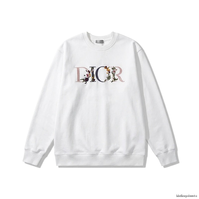 Dior floral embroidery style white sweatshirt