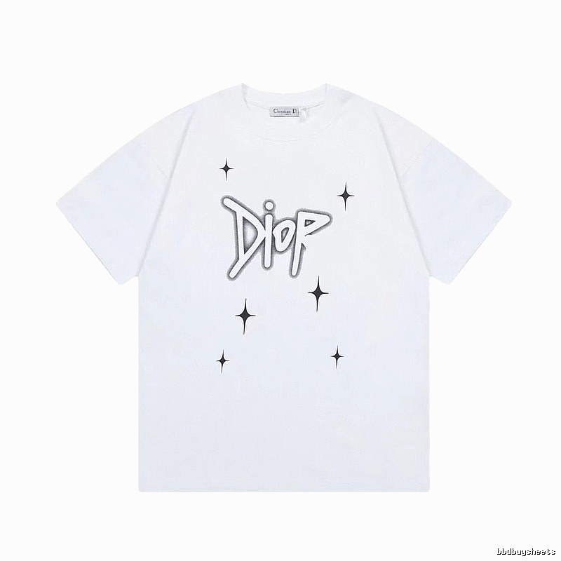 Dior Starburst Graffiti Street Style White Short-sleeve T-shirt