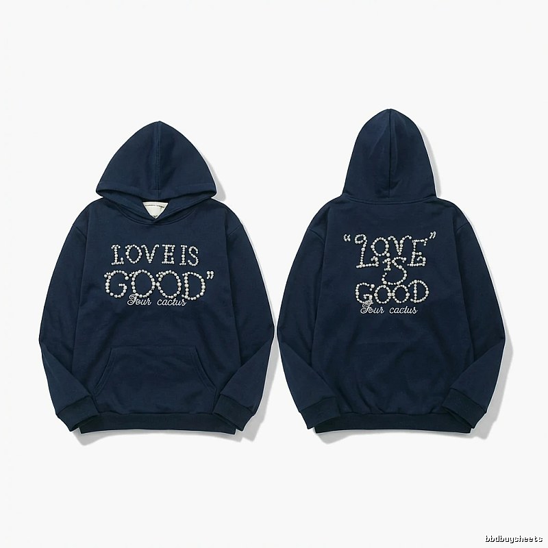 Goodbrand Letter Wind Navy Blue Hoodie