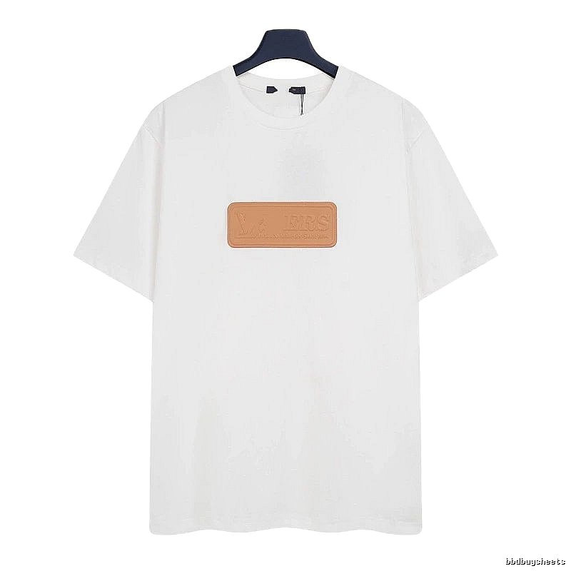 Louis Vuitton Minimalist Style White T-Shirt with Leather Tag