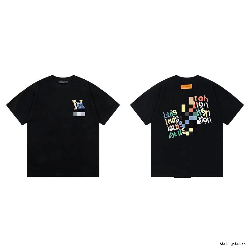 Louis Vuitton Trendy Graffiti Style Black Short-sleeve T-shirt