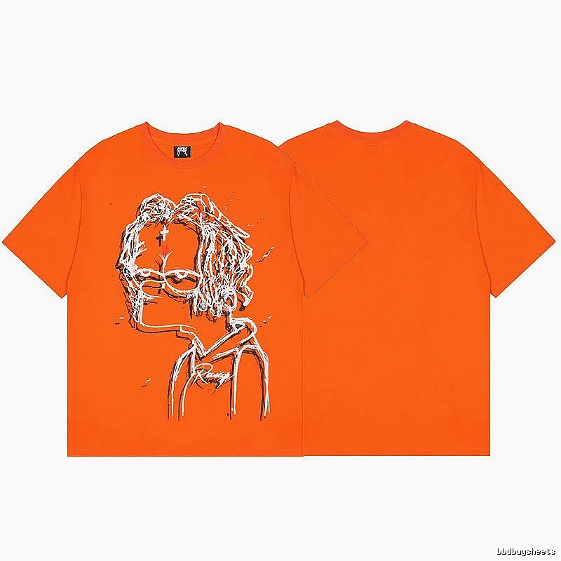 Revenge Orange Skull Graphic T-Shirt Color Pop