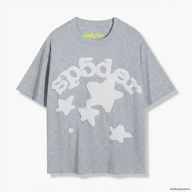 Sp5der Gray T-shirt with Star Print