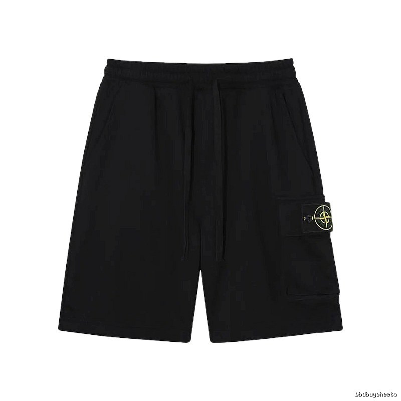 Stone Island Compass Logo Workwear Style Black Shorts
