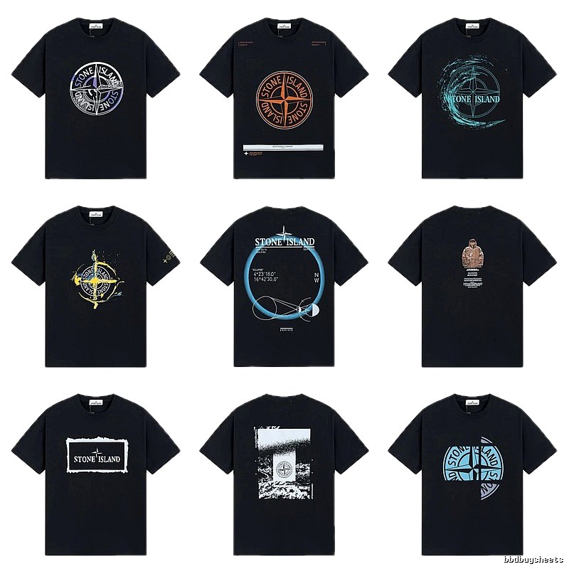 Stone Island Compass Print Street Style Black T-Shirt