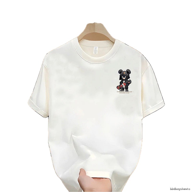 Streetwear Brand Skate Bear Street-style Off-white Short Sleeve T-Shirt