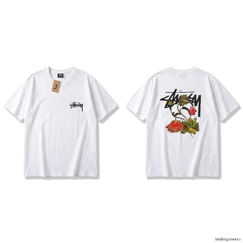 Stussy Floral Print White T-Shirt