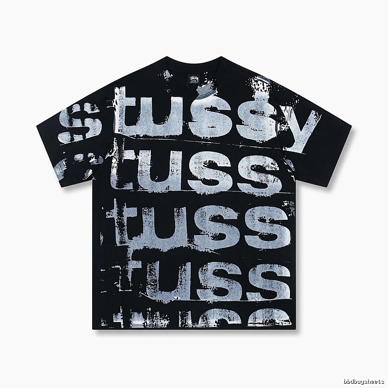 Stussy graffiti-style black T-shirt with letters
