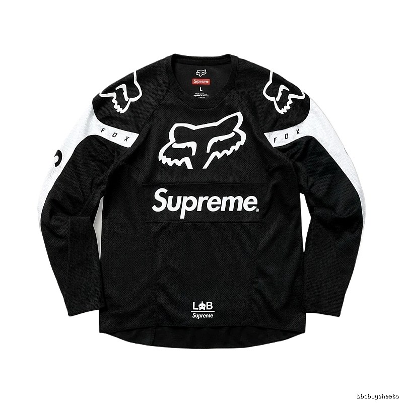Supreme black and white trendy long-sleeved shirt