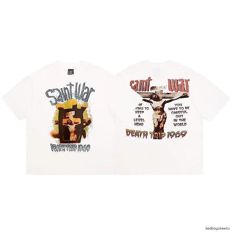 Vintage SAINT Jesus Printed White T-Shirt