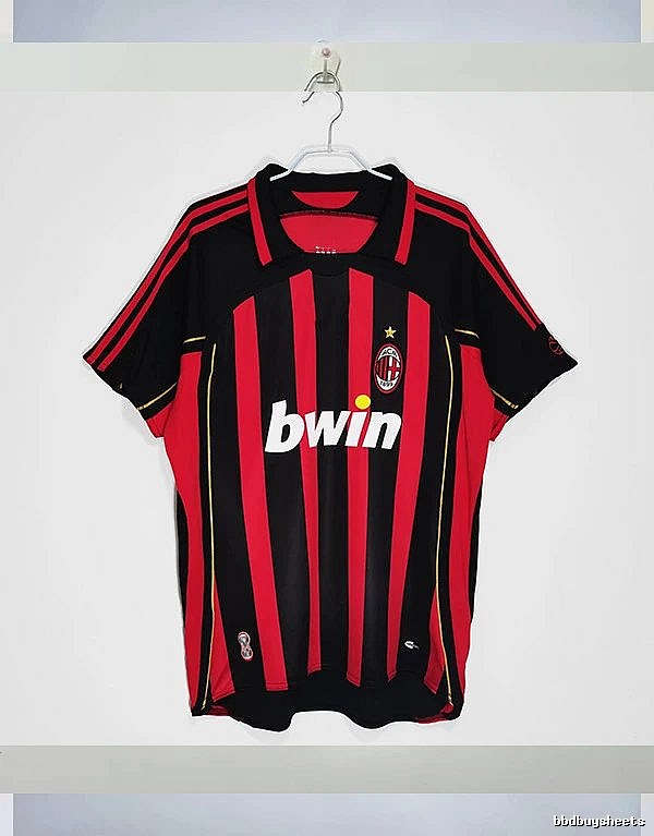 AC Milan Patterned Retro soccer jersey Red Black Striped with Polished Detail