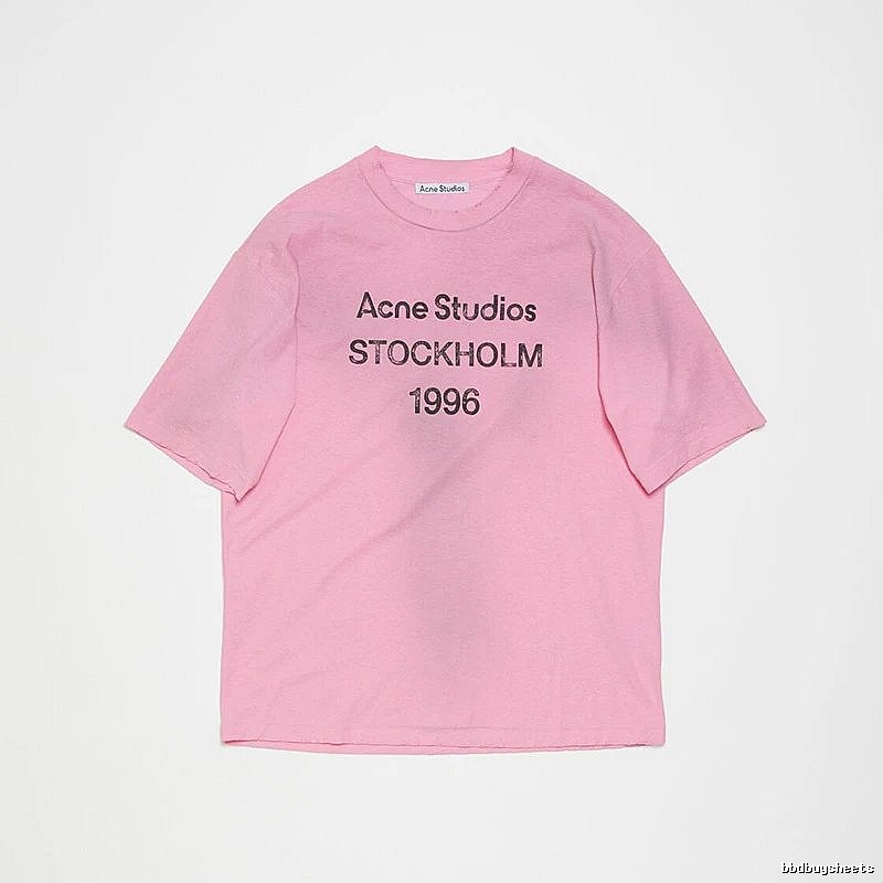 Acne Studios 2090-80 Pink Red Style Ac908026 Stockholm Logo T-Shirt Weekend Wear
