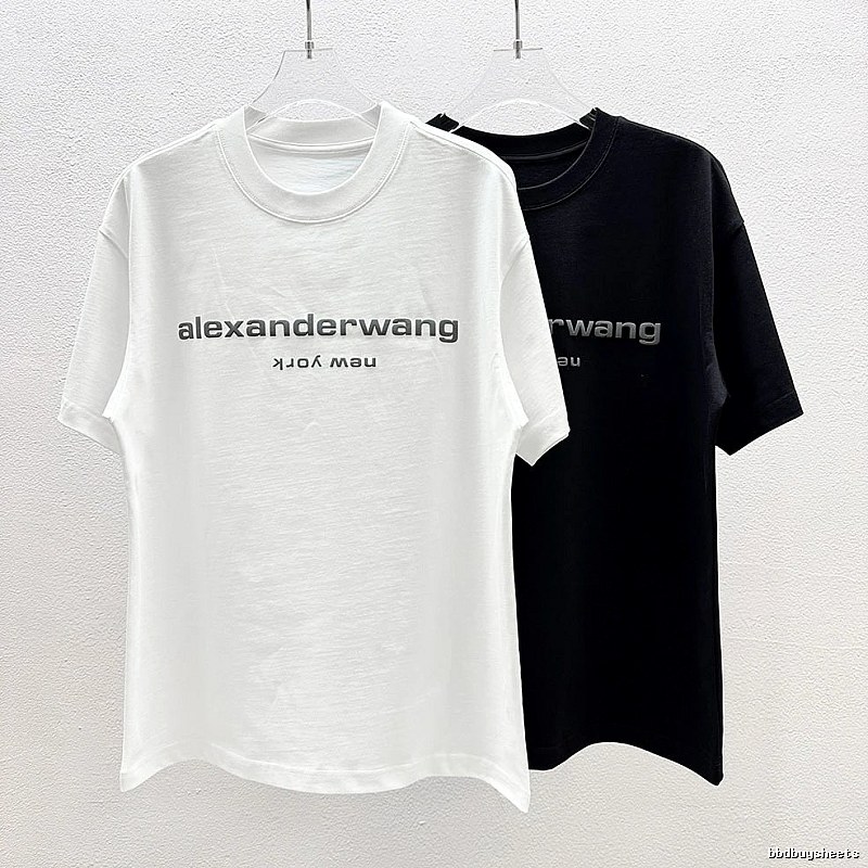 Alexander Wang Letter Print Casual Black and White Short Sleeve T-Shirt