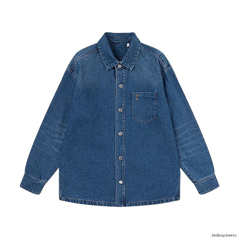 AMI Denim Blue Retro Style Denim Shirt