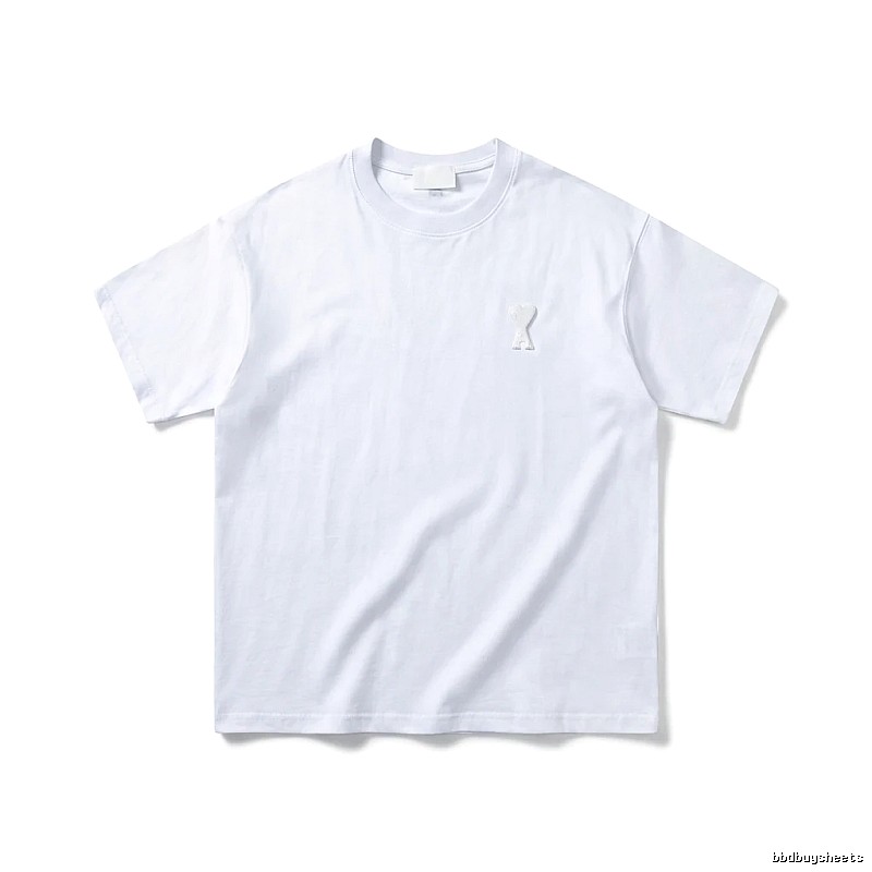 AMI Embroidered Minimalist Style White T-shirt