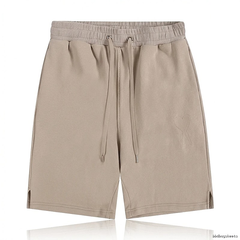 AMI Embroidered Trendy Brand Khaki Shorts