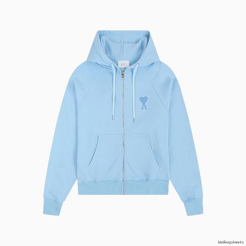 AMI Love Embroidery Light Blue Hoodie