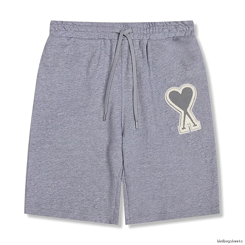 AMI Love Heart Pattern Light Gray Shorts