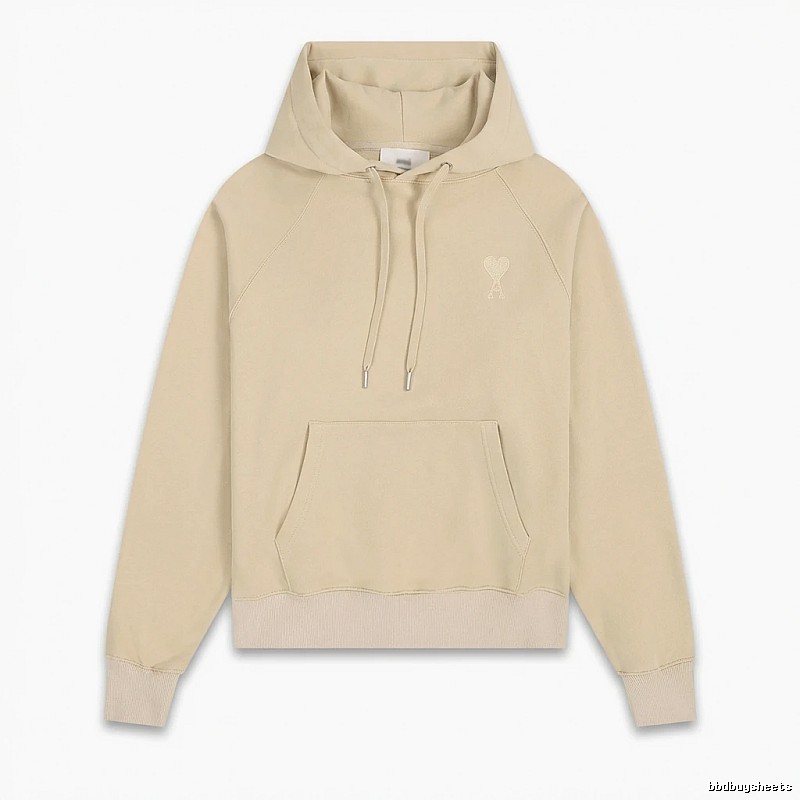 AMI Love Minimalist Style Beige Hoodie
