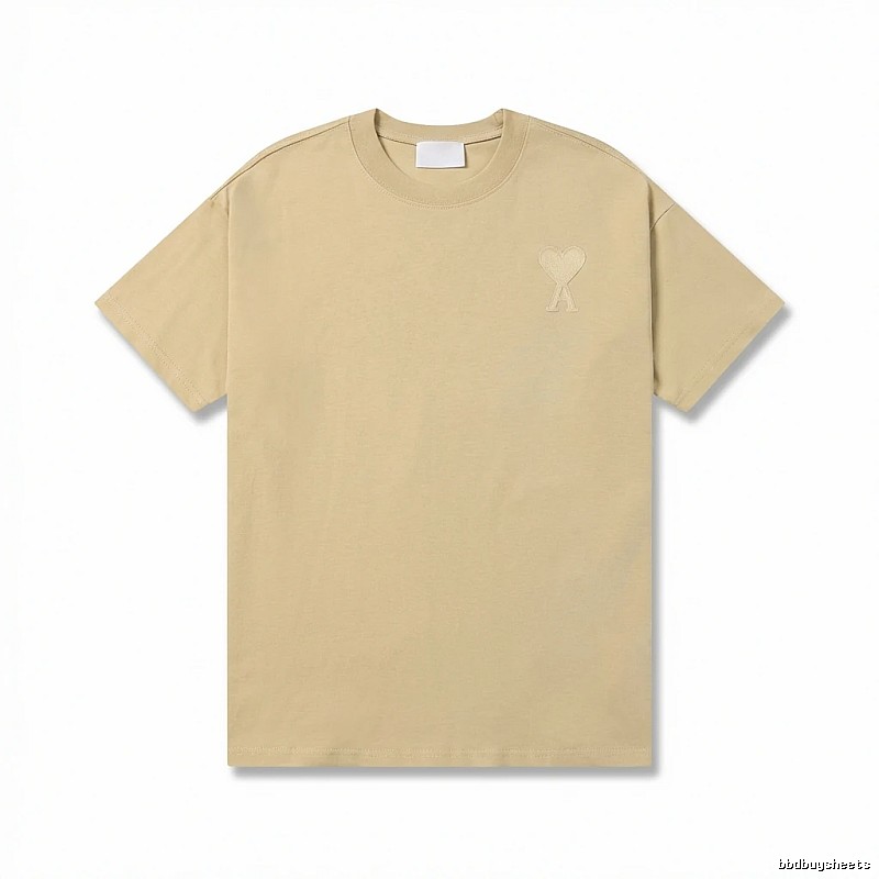 AMI Love Minimalist Style Beige T-shirt