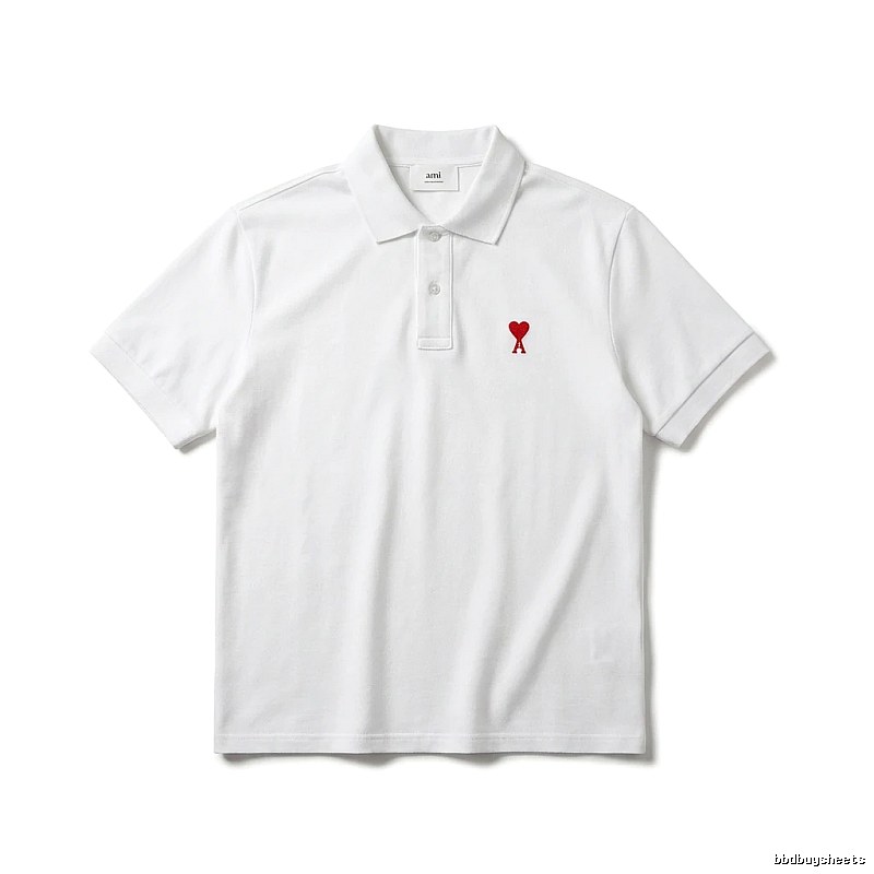 AMI Love Simple White Polo Shirt