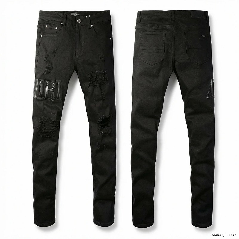AMI Ripped Trendy Cool Black Jeans