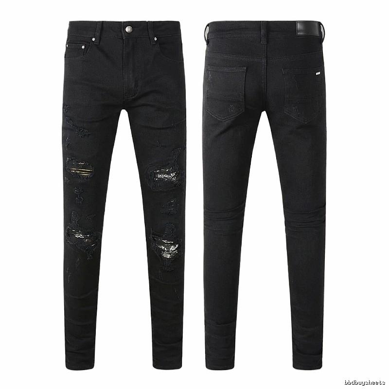 AMI Ripped Trendy Cool Black Jeans