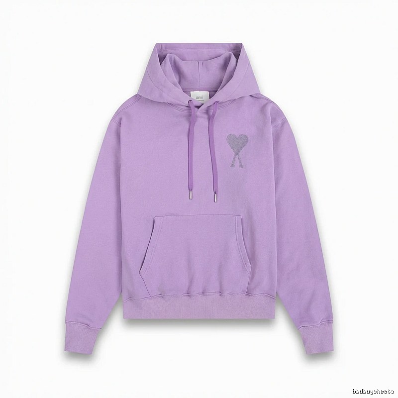 AMI series minimalist style purple hoodie