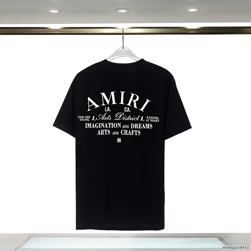 Amiri Travel Graphic T-shirt White Blue Amiri with Soft Visual Tone
