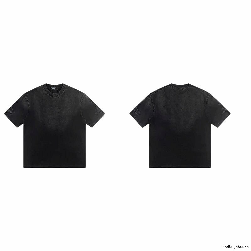 Balenciaga Distressed Street Style Black Short-Sleeve T-Shirt