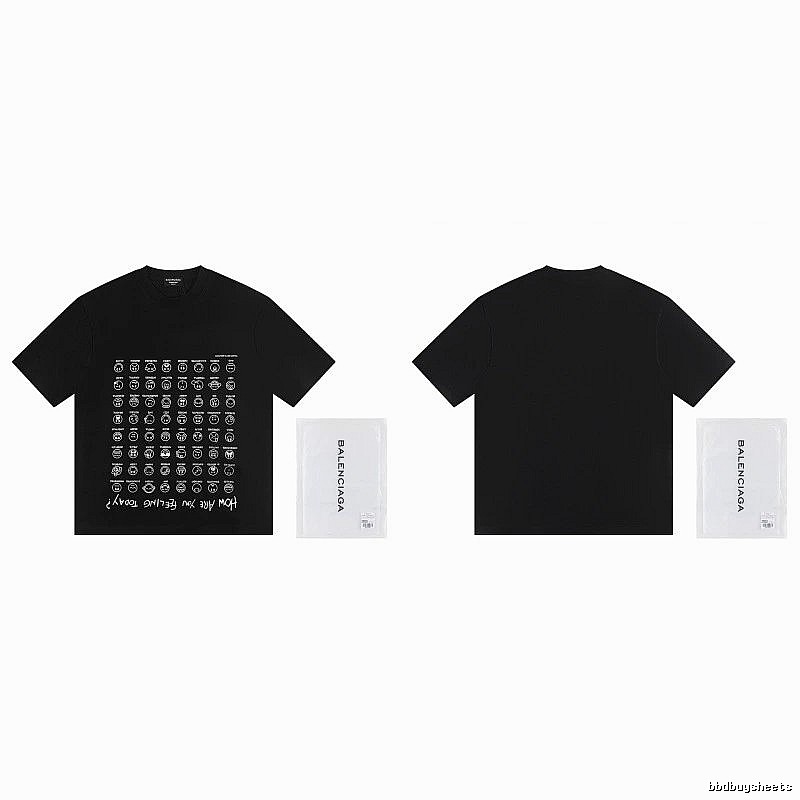 Balenciaga Emoji Printed Street Style Black T-Shirt