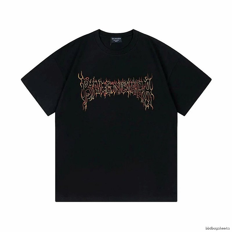 Balenciaga Flame Gothic Style Black T-shirt