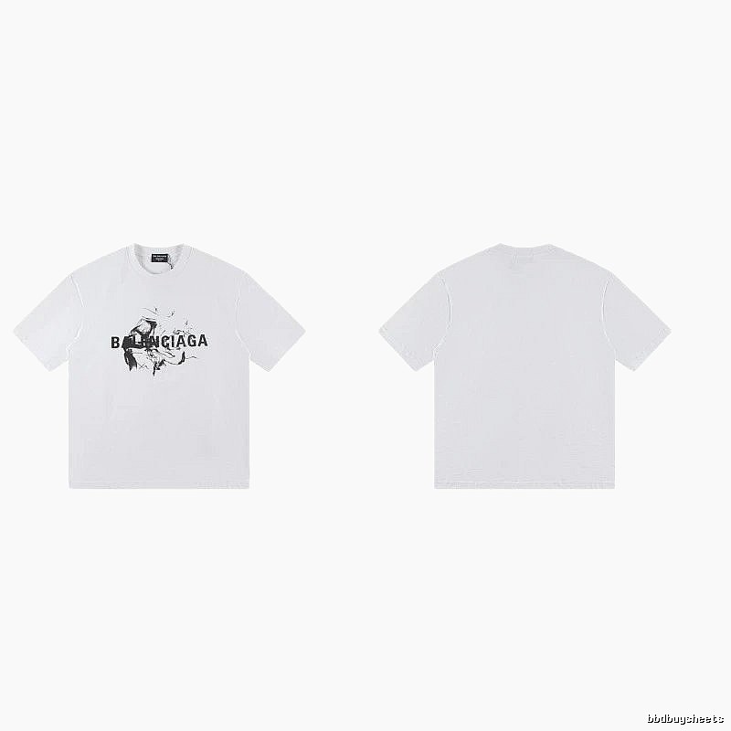 Balenciaga Graffiti Print Street Style White T-Shirt