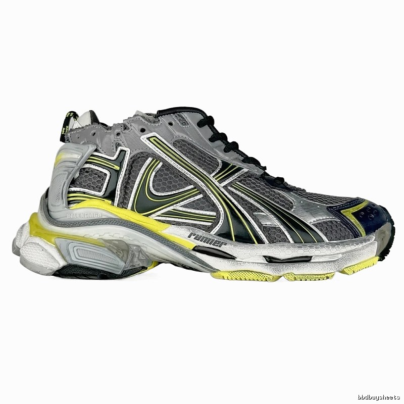 Balenciaga retro-style gray-yellow sports shoes