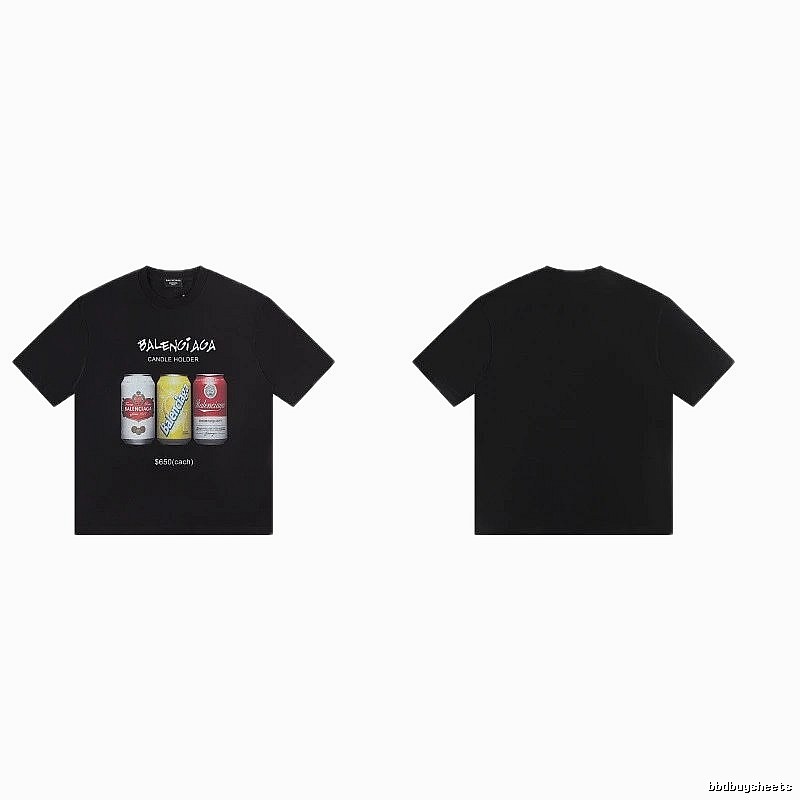 Balenciaga Street Style Black T-shirt with Coca-Cola Print