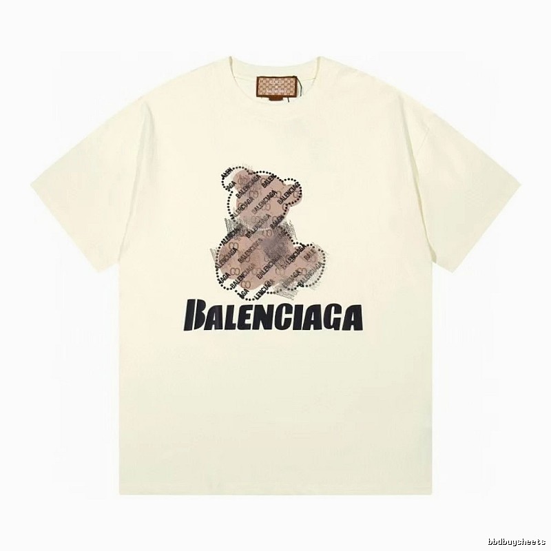 Balenciaga Trendy Off-white T-shirt with Bear Print