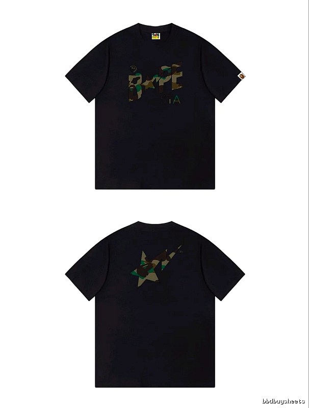 Bape camouflage style black T-shirt