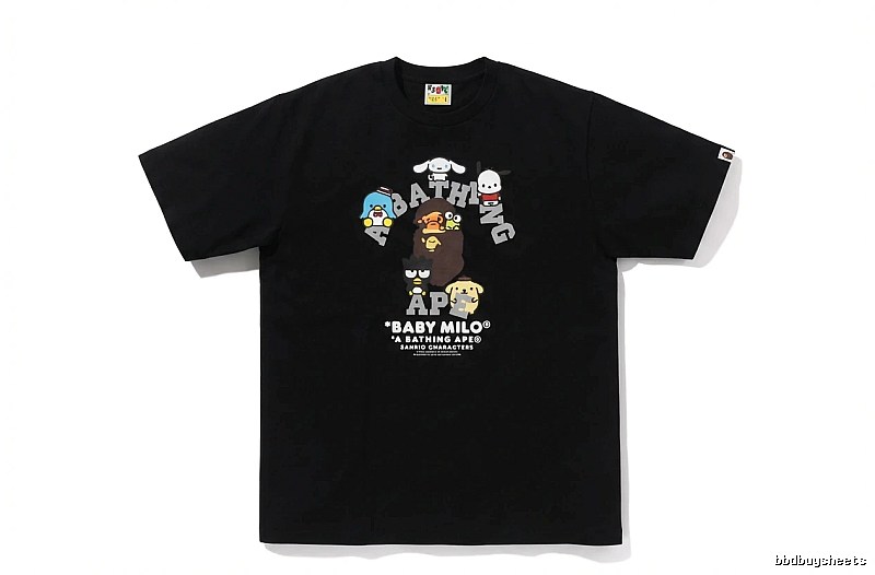 Bape cartoon print trendy brand black T-shirt