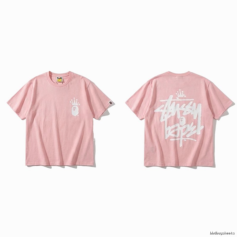Bape Crown Trendy Pink Short Sleeve