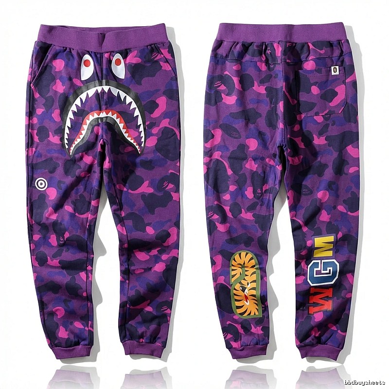 Bape Shark Camouflage Style Purple Pants