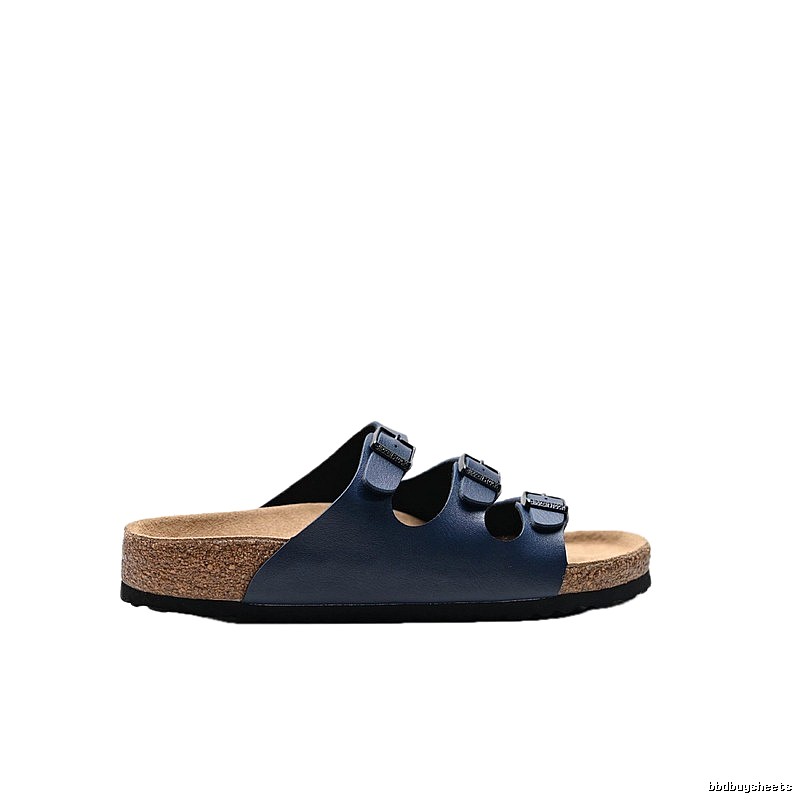 BIRKENSTOCK Three-Buckle Casual Dark Blue Slide Sandals