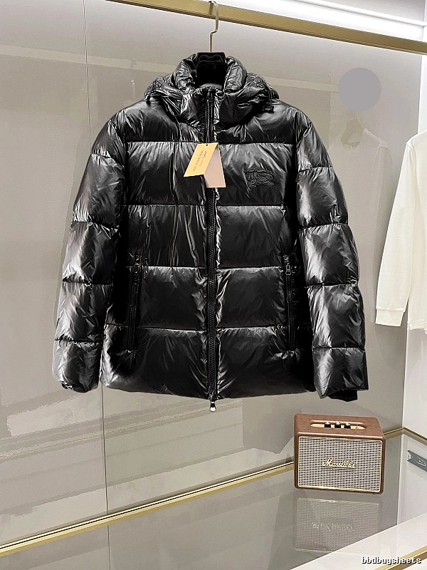 Black Hooded Glossy Glossy Puffer Jacket by Moncler