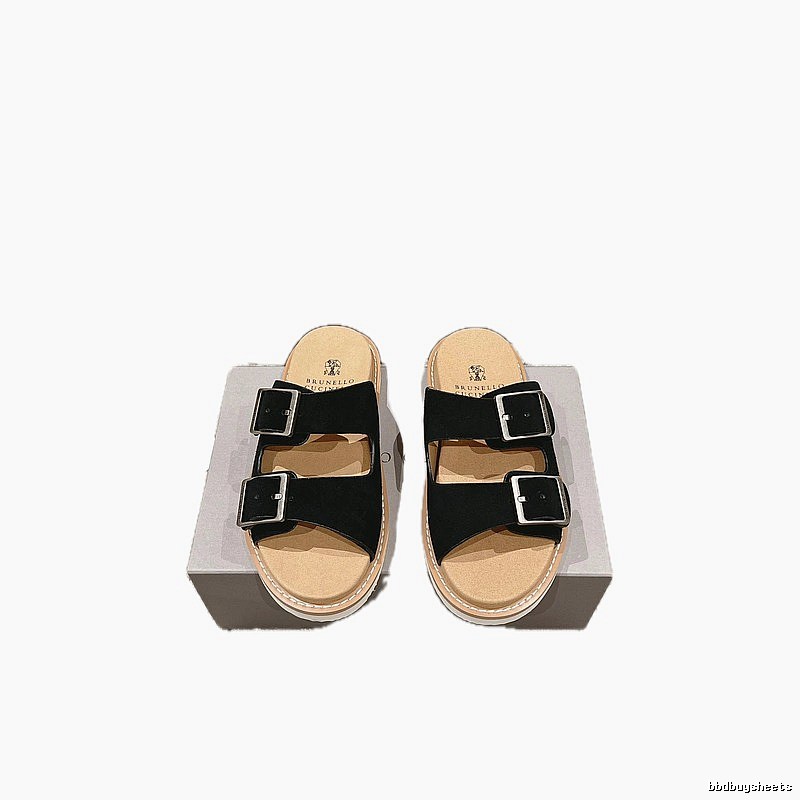 Brunello Cucinelli Light Luxury Casual Black Slides