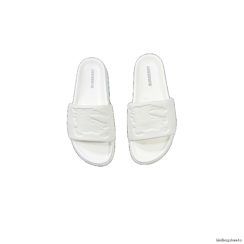 Burberry Embossed Equestrian Knight Minimalist White Slides