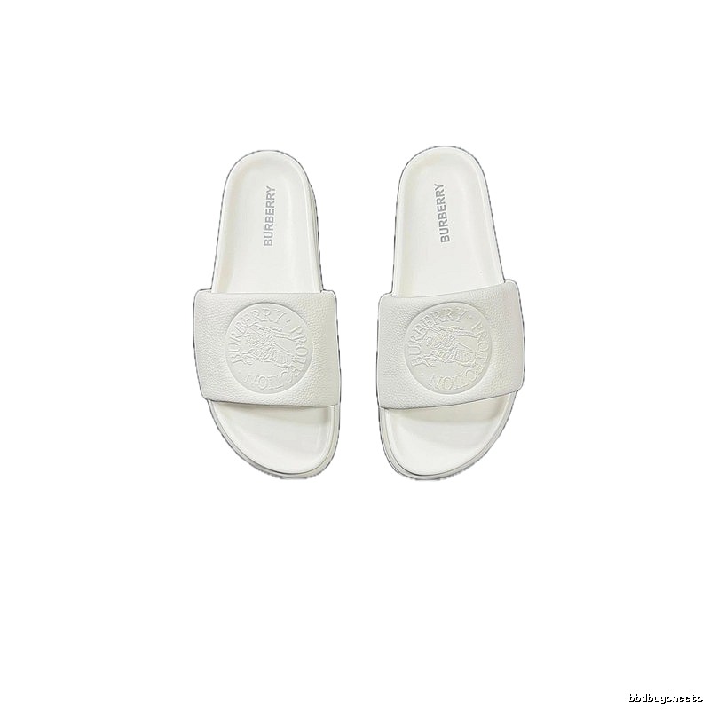 Burberry Embossed Warhorse Minimalist Style White Slides